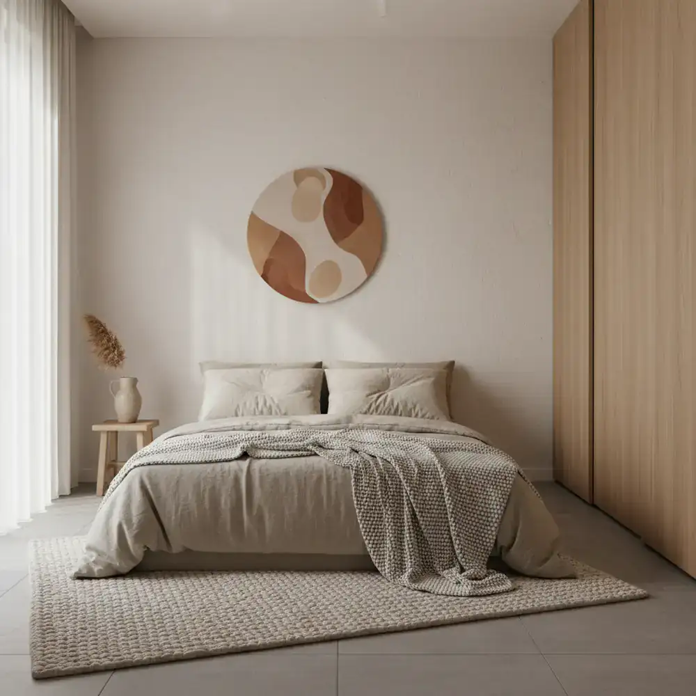 Calm, minimalist bedroom styling