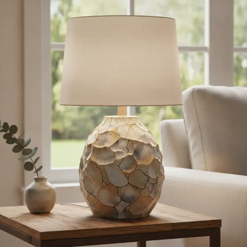 Textured ceramic table lamp