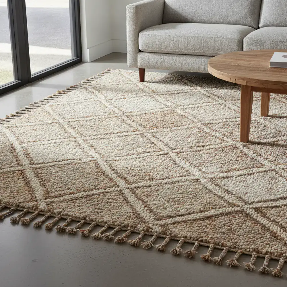 Textured wool area rug