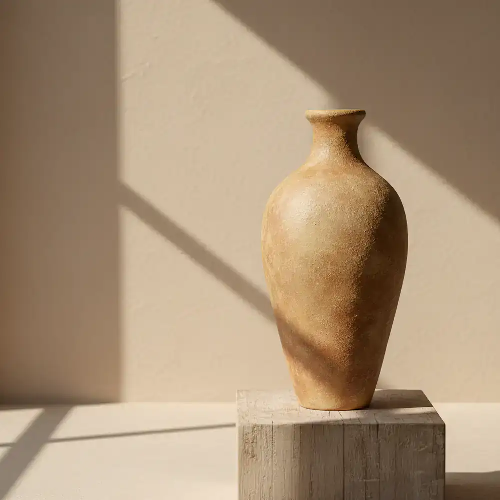 Tall terracotta vase